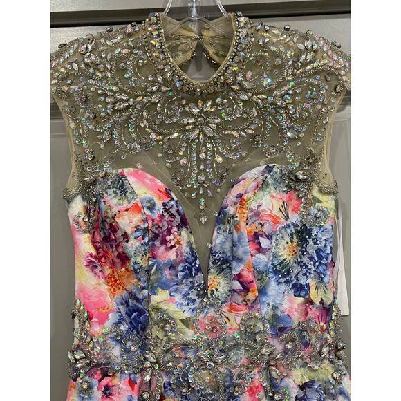 Hannah S 27068 Beautiful Embellished Floral Cocktail Dress Size 4 Multicolor - Picture 5 of 6